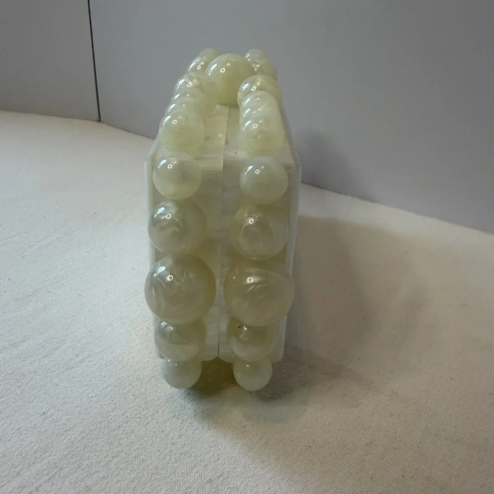 Ivory Acrylic Clutch ‎ Pearlized Beaded Purse